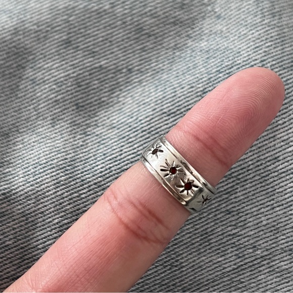 Vintage starburst 925 silver ring - Picture 3 of 6